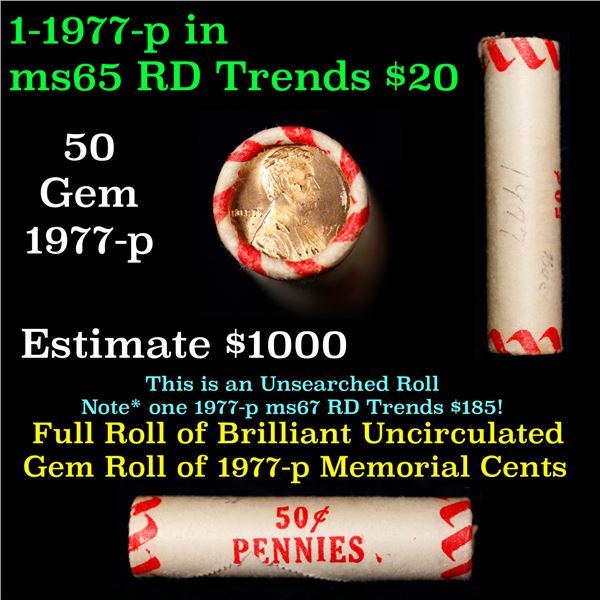Shotgun Lincoln 1c roll, 1977-p 50 pcs Brandt Wrapper.