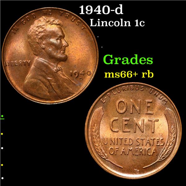 1940-d Lincoln Cent 1c Grades GEM++ RB