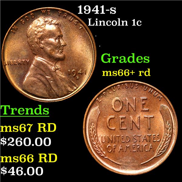 1941-s Lincoln Cent 1c Grades GEM++ RD