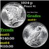 Image 1 : 1924-p Peace Dollar $1 Grades Choice+ Unc