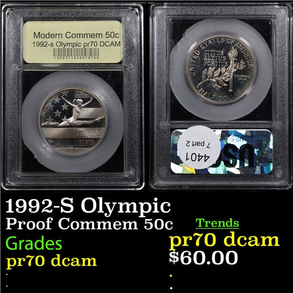 Proof 1992-S Olympic Modern Commem Half Dollar 50c Graded GEM++ Proof Deep Cameo BY USCG