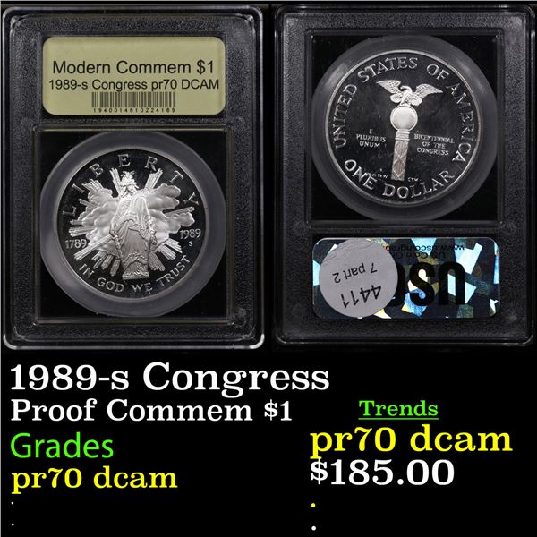Proof 1989-s Congress Modern Commem Dollar $1 Graded GEM++ Proof Deep Cameo BY USCG