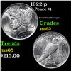 Image 1 : 1922-p Peace Dollar $1 Grades GEM Unc