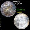 Image 1 : 2005-p Silver Eagle Dollar $1 Grades GEM+++ Unc