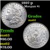 Image 1 : 1897-p Morgan Dollar $1 Grades Select Unc