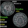 Image 1 : 1869 Shield Nickel 5c Grades vf++