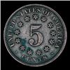 Image 2 : 1869 Shield Nickel 5c Grades vf++