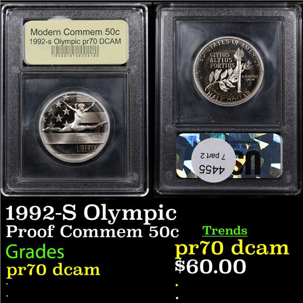 Proof 1992-S Olympic Modern Commem Half Dollar 50c Graded GEM++ Proof Deep Cameo BY USCG