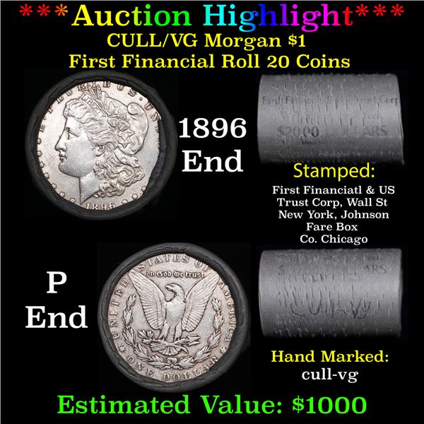 ***Auction Highlight*** 1896 & P Morgan Cull-VG First Financial Solid Morgan Silver Dollar Shotgun R
