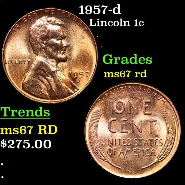 1957-d Lincoln Cent 1c Grades GEM++ Unc RD