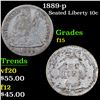 Image 1 : 1889-p Seated Liberty Dime 10c Grades f+