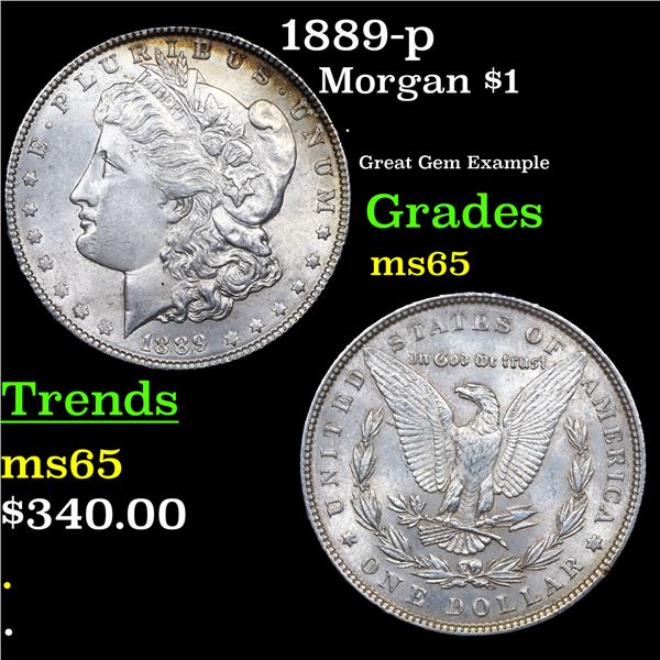 1889-p Morgan Dollar $1 Grades GEM Unc