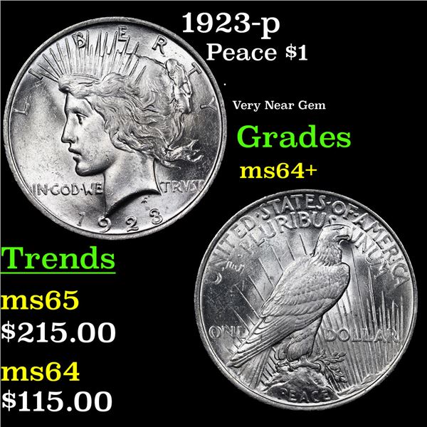 1923-p Peace Dollar $1 Grades Choice+ Unc