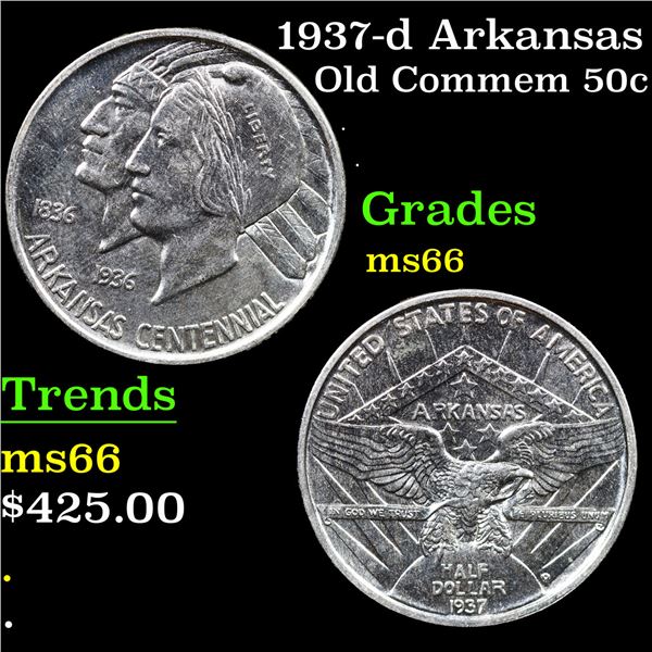 1937-d Arkansas Old Commem Half Dollar 50c Grades GEM+ Unc