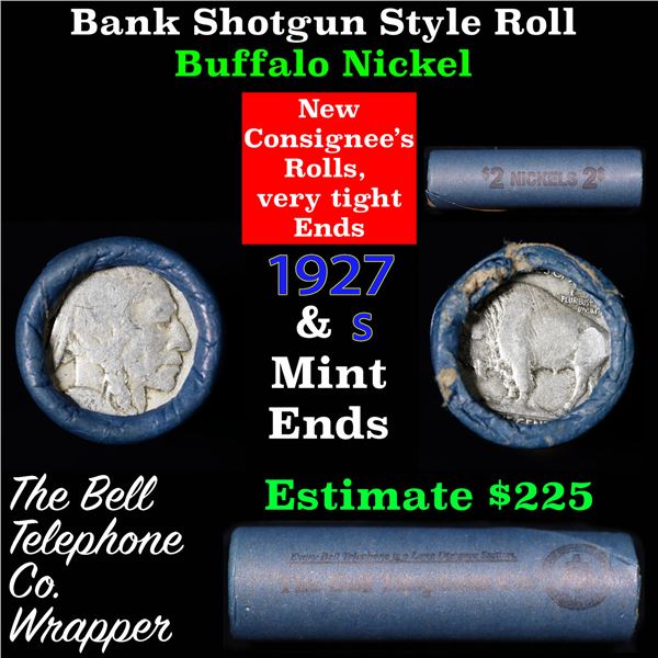 Buffalo Nickel Shotgun Roll in Old Bank Style 'Bell Telephone'  Wrapper 1927 &s Mint Ends Grades