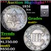 Image 1 : ***Auction Highlight*** 1851 Three Cent Silver 3cs Graded ms65+ BY SEGS (fc)