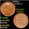 Image 1 : 1910-p Lincoln Cent 1c Grades Select Unc BN