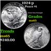Image 1 : 1924-p Peace Dollar $1 Grades GEM Unc