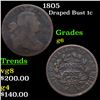 Image 1 : 1805 Draped Bust Large Cent 1c Grades g+
