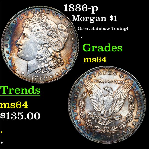 1886-p Morgan Dollar $1 Grades Choice Unc