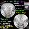 Image 1 : ***Auction Highlight*** 1880-s Morgan Dollar $1 Graded ms64+ dmpl BY SEGS (fc)