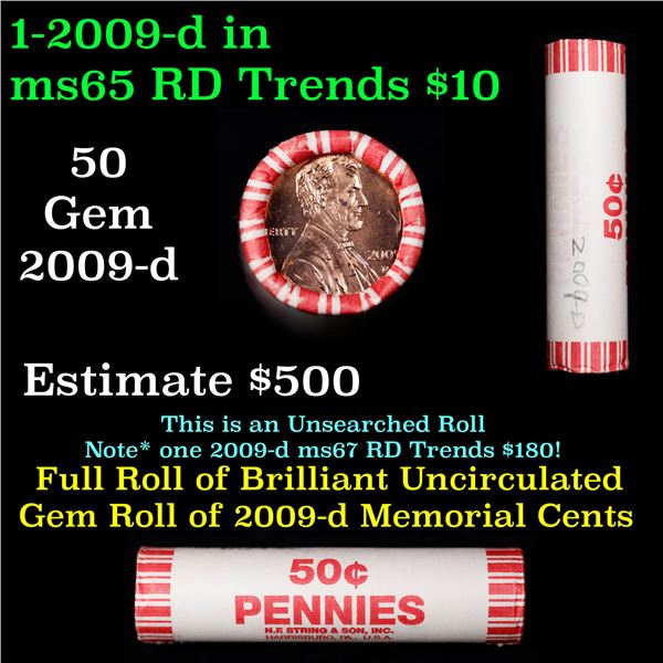 Shotgun Lincoln 1c roll, 2009-d 50 pcs String & Son Wrapper.