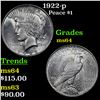 Image 1 : 1922-p Peace Dollar $1 Grades Choice Unc