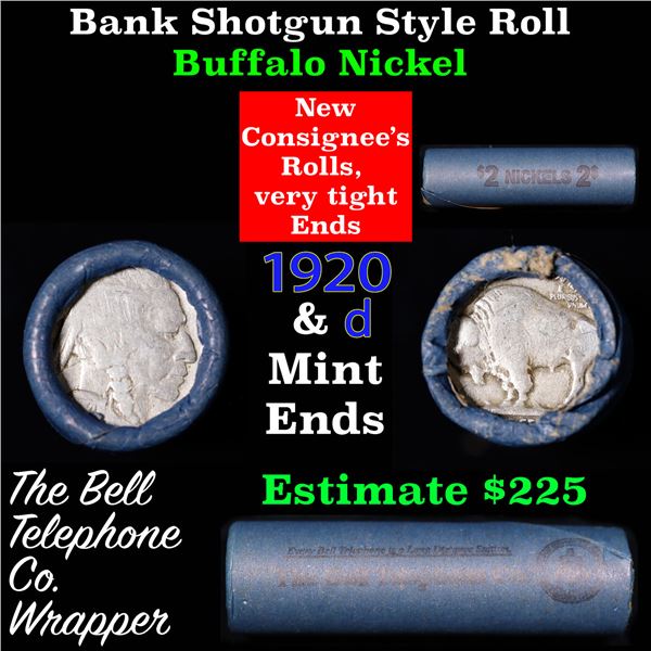 Buffalo Nickel Shotgun Roll in Old Bank Style 'Bell Telephone'  Wrapper 1920 &d Mint Ends Grades