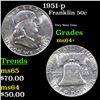 Image 1 : 1951-p Franklin Half Dollar 50c Grades Choice+ Unc