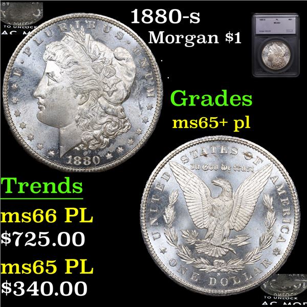 1880-s Morgan Dollar $1 Graded ms65+ pl BY SEGS