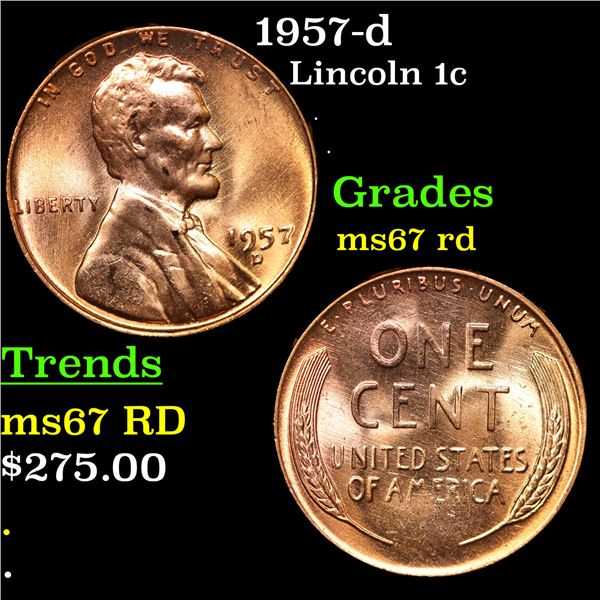 1957-d Lincoln Cent 1c Grades GEM++ Unc RD