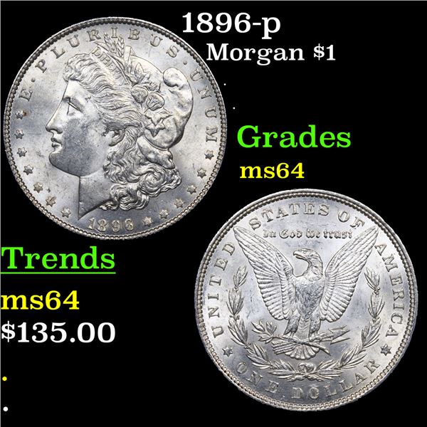 1896-p Morgan Dollar $1 Grades Choice Unc