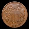 Image 2 : 1867 Two Cent Piece 2c Grades vf+