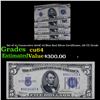 Image 1 : Set of 4x Consecutive 1934C $5 Blue Seal Silver Certificates, All CU Grade Grades Choice CU