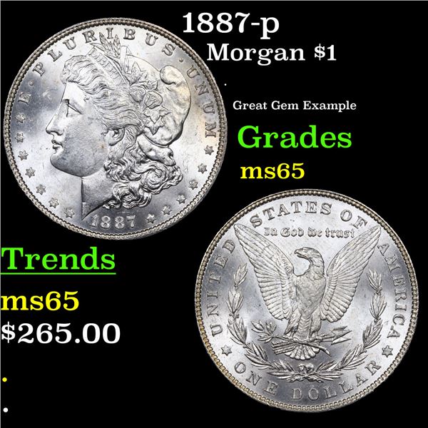 1887-p Morgan Dollar $1 Grades GEM Unc