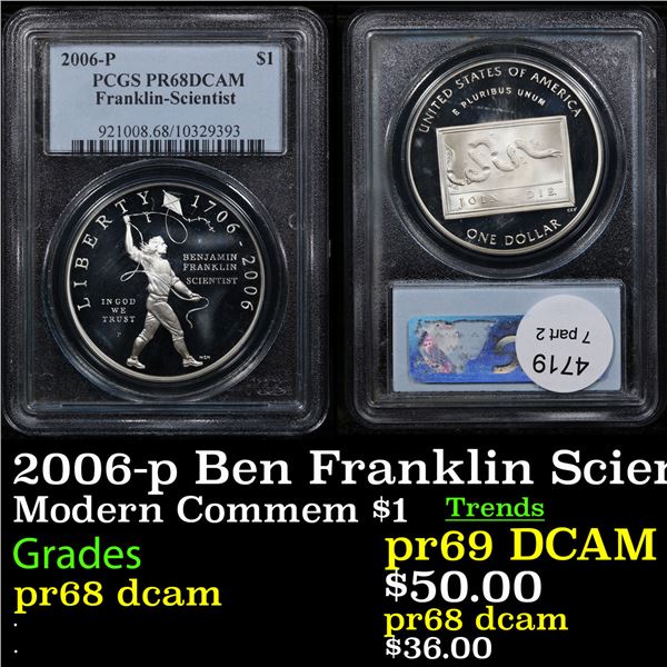 Proof PCGS 2006-p Ben Franklin Scientist Modern Commem Dollar $1 Graded pr68 dcam By PCGS