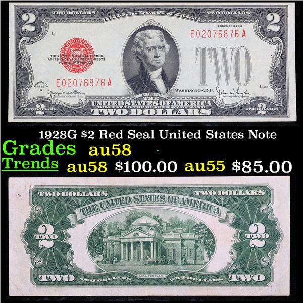 1928G $2 Red Seal United States Note Grades Choice AU/BU Slider