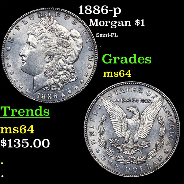 1886-p Morgan Dollar $1 Grades Choice Unc