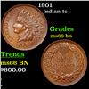 Image 1 : 1901 Indian Cent 1c Grades GEM+ Unc BN