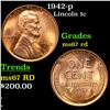 Image 1 : 1942-p Lincoln Cent 1c Grades GEM++ Unc RD