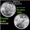 Image 1 : 1922-p Peace Dollar $1 Grades GEM Unc