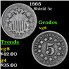 Image 1 : 1868 Shield Nickel 5c Grades vg, very good