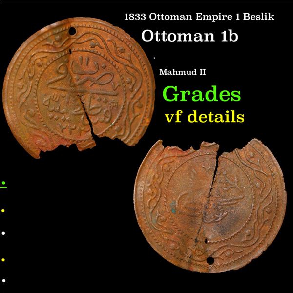 1833 Ottoman Empire 1 Beslik Grades vf details