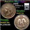 ***Auction Highlight*** 1869 Indian Cent 1c Graded ms63 By SEGS (fc)