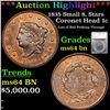 ***Auction Highlight*** 1835 Small 8, Stars Coronet Head Large Cent 1c Graded ms64 bn By SEGS (fc)