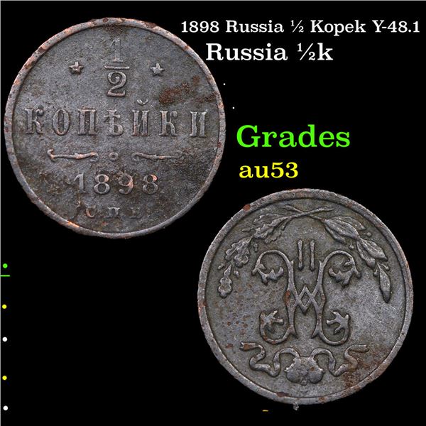 1898 Russia 1/2 Kopek Y-48.1 Grades Select AU