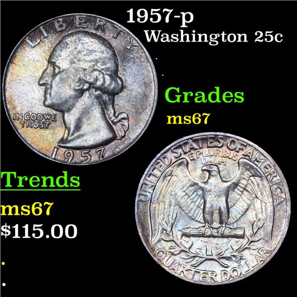 1957-p Washington Quarter 25c Grades GEM++ Unc