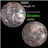 2001 Silver Eagle Dollar $1 Grades GEM Unc