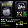 Image 1 : Proof 2007-p Jamestown Modern Commem Dollar $1 Graded GEM++ Proof Deep Cameo BY USCG