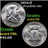 Image 1 : 1954-d Franklin Half Dollar 50c Grades Choice Unc FBL